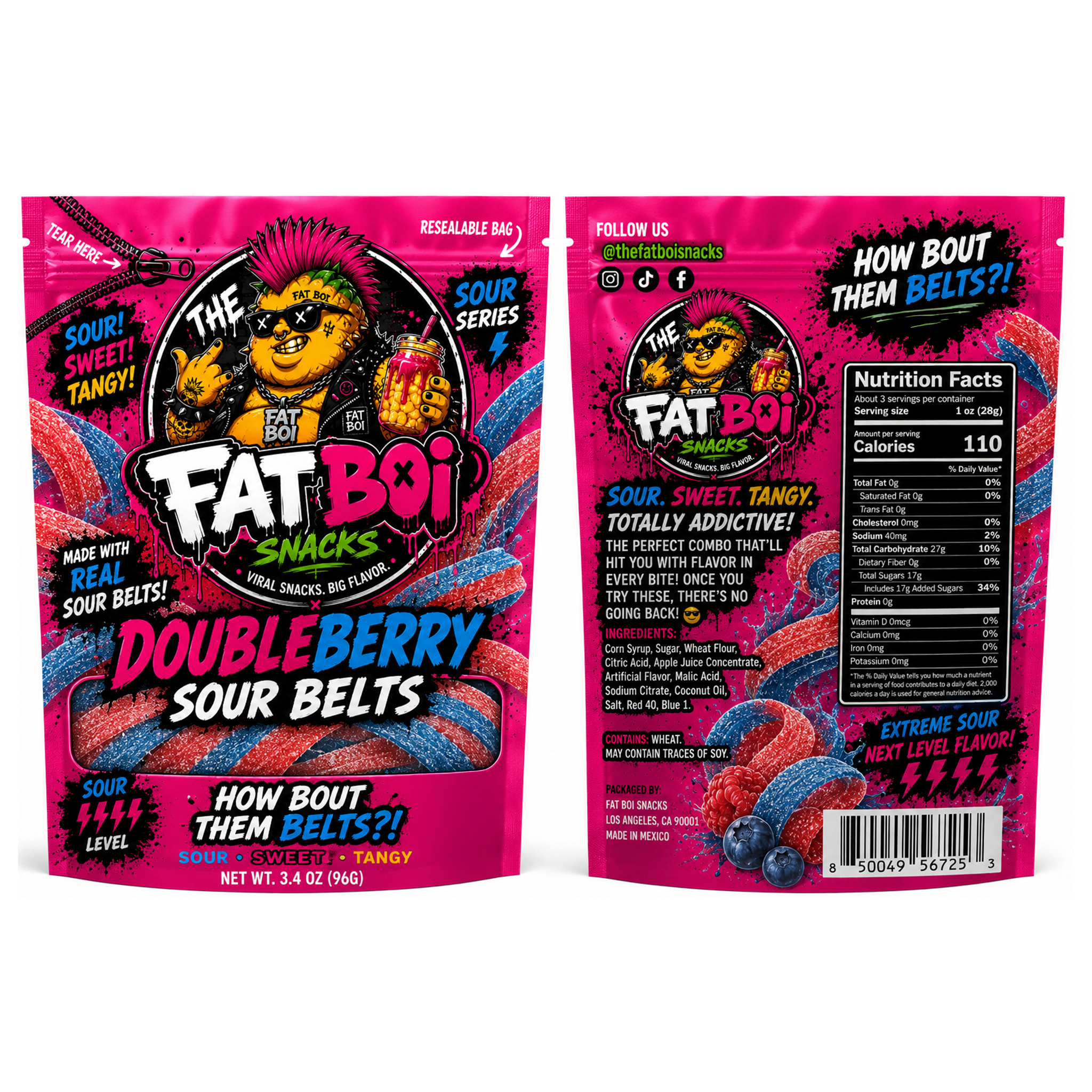 The Fat Boi Double Berry Sour Belts
